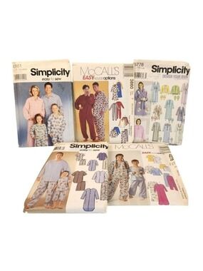 Simplicity McCall's Sewing Pattern Lot Pajamas Robes Family Sleepwear Easy